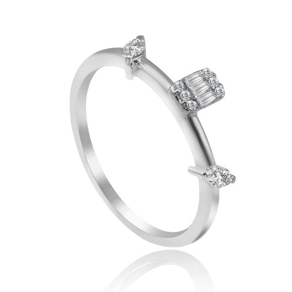 Диамантен пръстен от бяло злато 0.16 карата